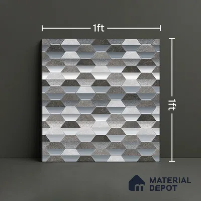 Geometric Wall & Floor Tile TL 07237 F Alpi 8004 GLM (Silver) 1 ft x 1 ft Ceramic Matte Finish - 9 mm  | 2 mm Spacer is Mandatory | Please Expect a Slight Variation of Pattern (Sample)